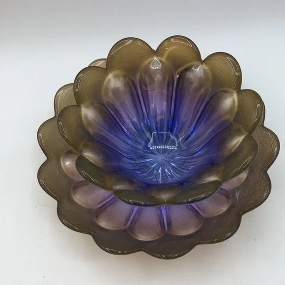 SOLD Waltherglas Germany Flower Bowl Lilac & Gold Tulip Bowl Art Glass - Picture 2 of 6